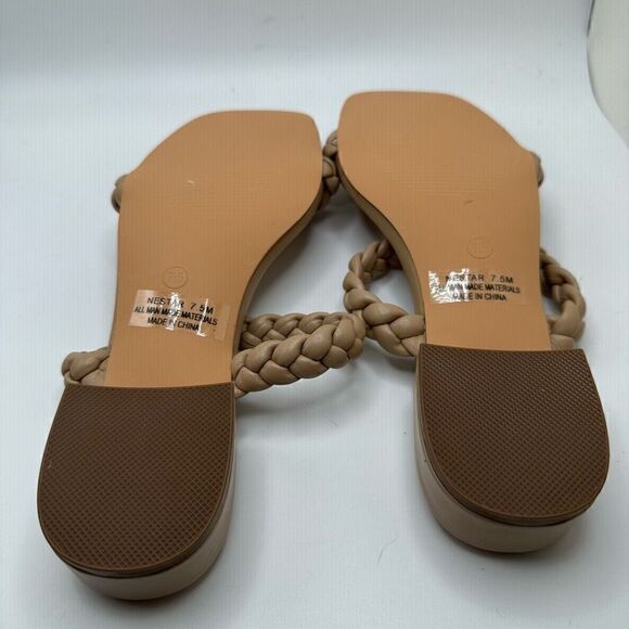 CUSHIONAIRE Women's braided low block heel sandal +Memory Foam 7.5 NUDE - Picture 5 of 7